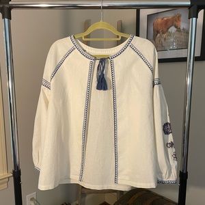 Loft floral embroidered linen jacket